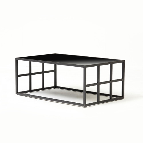 RAFFINA - BLACK MODERN LARGE RECTANGLE TINTED MIRRORED COFFEE TABLE